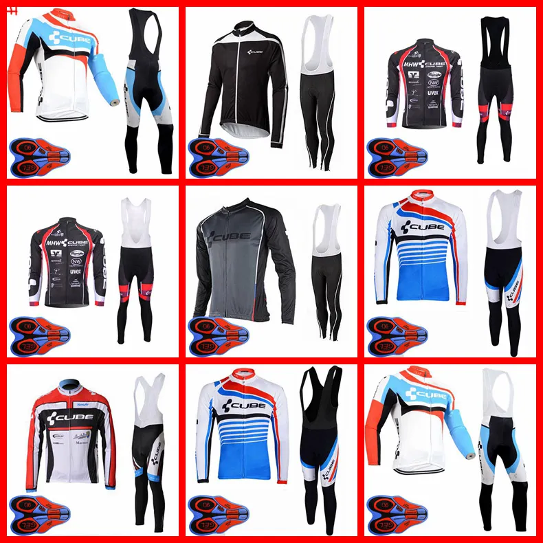 Spring/Autum CUBE Team Mens cycling Jersey Set Long Sleeve Shirts and Pants Suit mtb Bike Outfits Racing Bicycle Uniform Outdoor Sports Wear Ropa Ciclismo S21052822