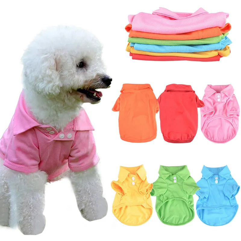 Candy Color Pet T-shirt Puppy Polo Collar Dog Koszula Dog Small Dog Cat Pet Clothing Summer Teddy T-shirt XS-XL