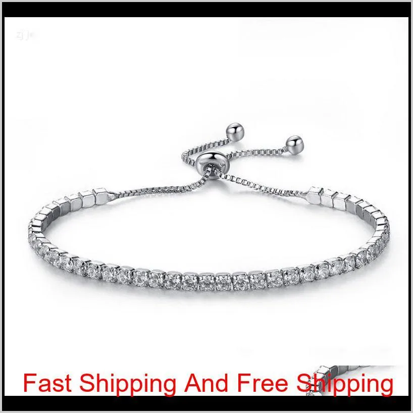 Silver Plated Bracelets Full Diamond Crystal Chain Fit Pandora Rhinestone Bangle Bracelet Women Female Gift Br002 Umqcw R6Aej