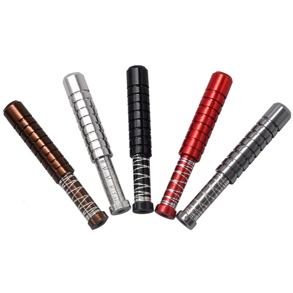 New Launched 4 Types Aluminum One Hitters Dugout Pipe For Smoking Tobacco Long Handle Smoking Tobacco Pipe Metal Bat Hitter Pipes