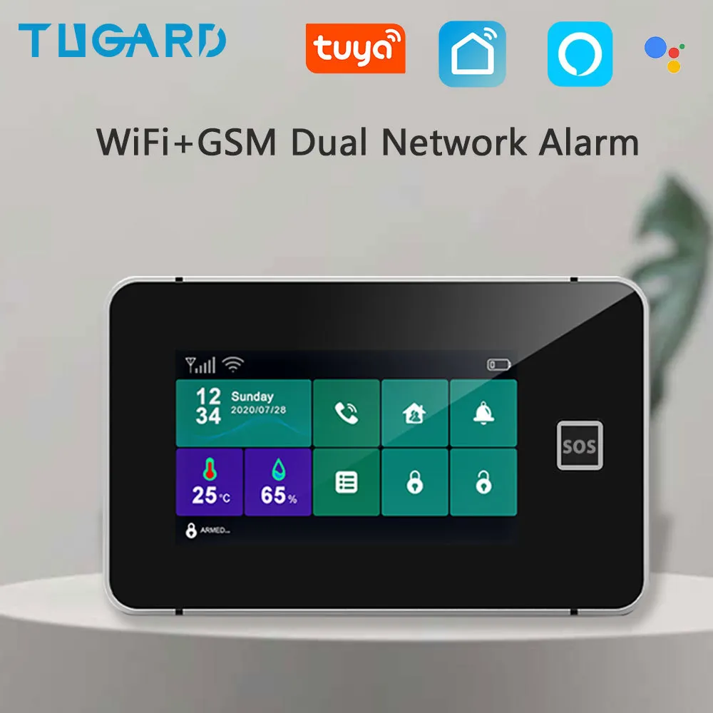 Tugard Tuya Draadloze WiFi Home Security GSM Alarmsysteem Smart Life Alexa App Control met 433 MHz Motion Sensor Detector