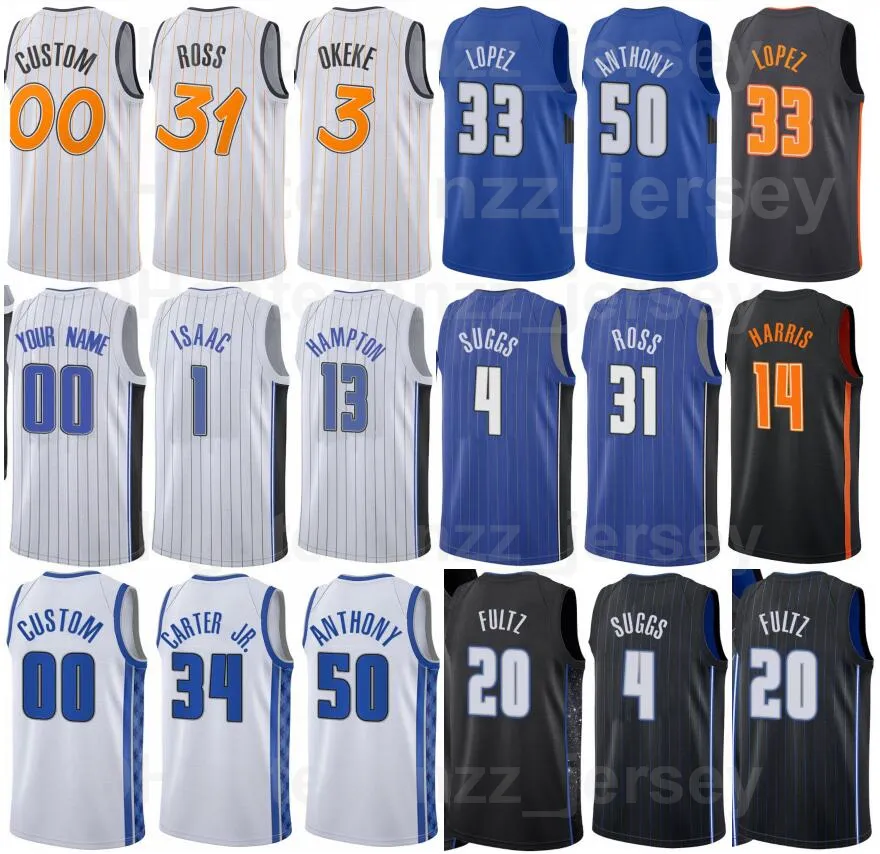 Serigrafi Basketbol Cole Anthony Jersey 50 Carter-Williams 7 Chuma Okeke 3 Mohamed Bamba 5 Robin Lopez 33 Jonathan Isaac 1 James Ennis III 11 Takım Adam Kadın Gençlik