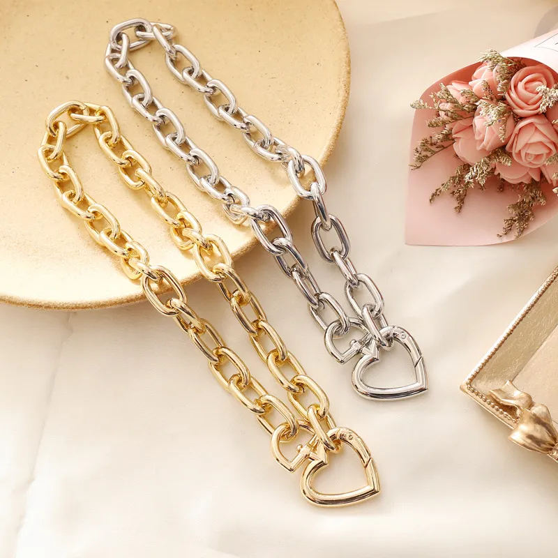 Stainless Steel Big Thick Heart Shape Necklace Chain for Women Men