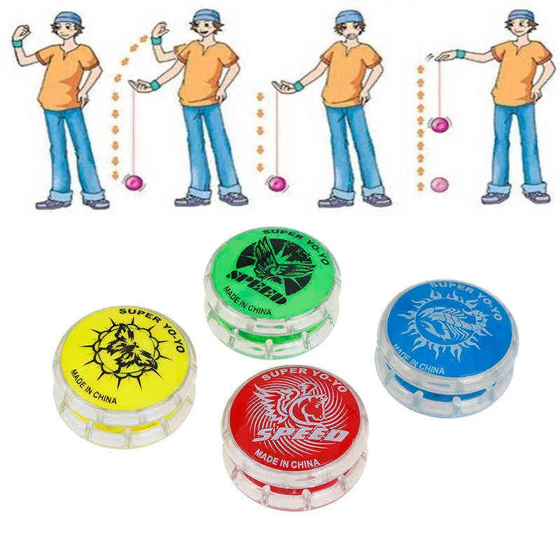 1 stks grappige pull yo-yo bal speelgoed magic yoyo bal speelgoed voor kinderen kleurrijke plastic gemakkelijk te dragen yo-yo speelgoed party boy classic gift G1125