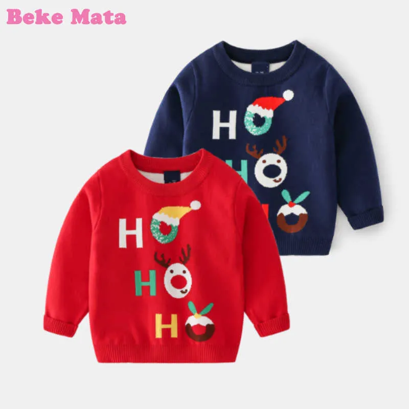 Kerstmis Truien voor meisjes 2021 Winter Dubbellaag Little Kids Boy Pullover Kleding Warme Katoenen Kinderkleding 3-9 jaar Y1024