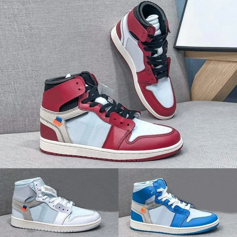 High Og Jumpman 1s Złącze zaprojektowane UNC Chicago 1 buty do koszykówki Univisity Blue Red White Północna Karolina Chaussures Sports Sneakers