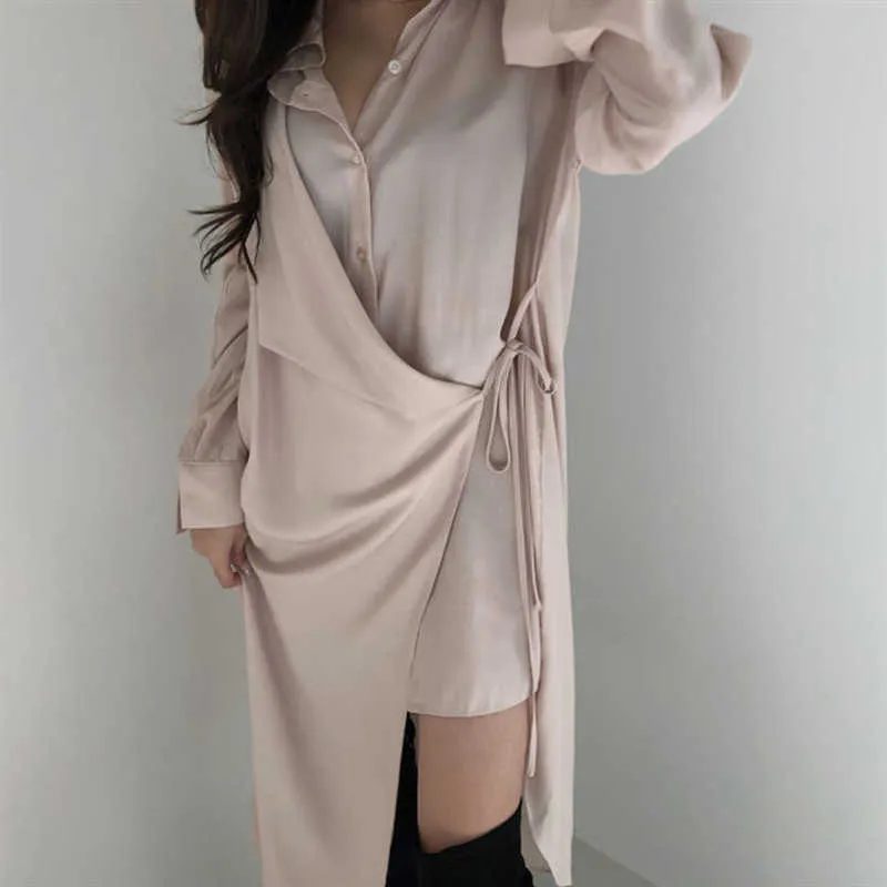 Big Sale Fashion Korean Shirt Dress for Women Spring Summer Asymmetrical Party 210615