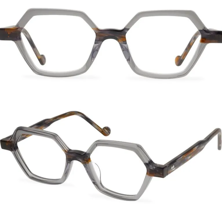 Męska marka optyczna projektantka mężczyzn Mężczyźni Masowe okulary wielokąta ramy Vintage małe okulary krótkowzroczne ręcznie robione okulary z pudełkiem