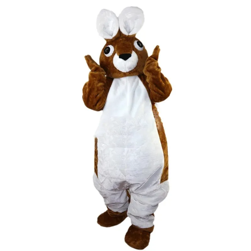 Costume de mascotte de lapin brun de halloween Qualité Dessin animé lapin anime thème personnage des adultes Taille de Noël Carnaval fête d'anniversaire Outfit d'extérieur