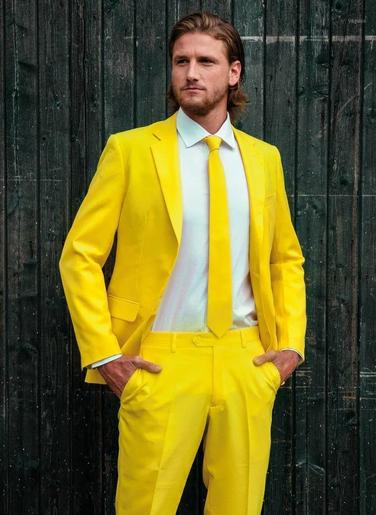 Ternos masculinos blazers elegante marca amarelo homem terno 2021 sob medida dois pedaços vestido de casamento formal personalizado tuxedos noivo para homens fit