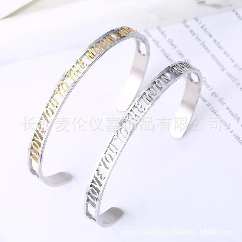 Pulseiras de letra oca de aço inoxidável para mulheres presentes positivos citação inspiradora mangueira bracelete gota de gota