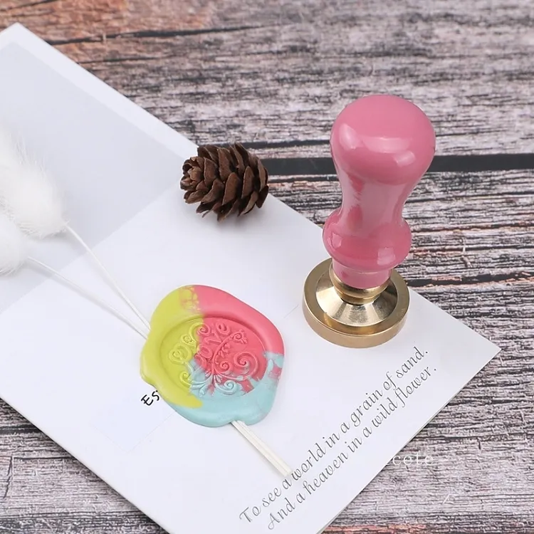 Wood Handle Wax Seal Stamp Accessories Portable Mini Diy Seal Tool Retro Macaron Color Just Grip Post Gifts Decorative T2I53164