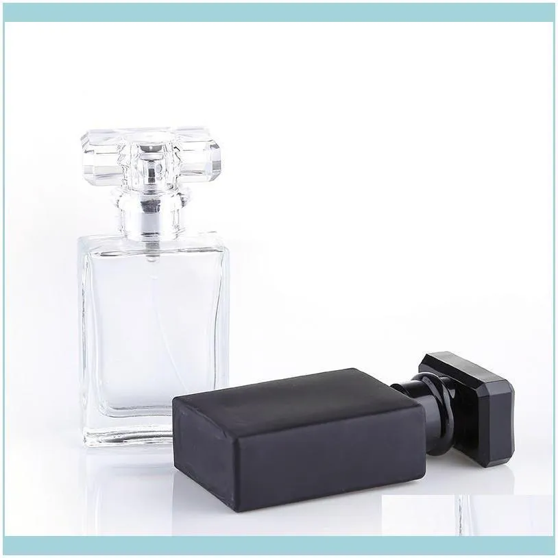 30ML Clear Black Portable Glass Perfume Spray Bottles Empty Cosmetic Containers With Atomizer For Traveler ST935