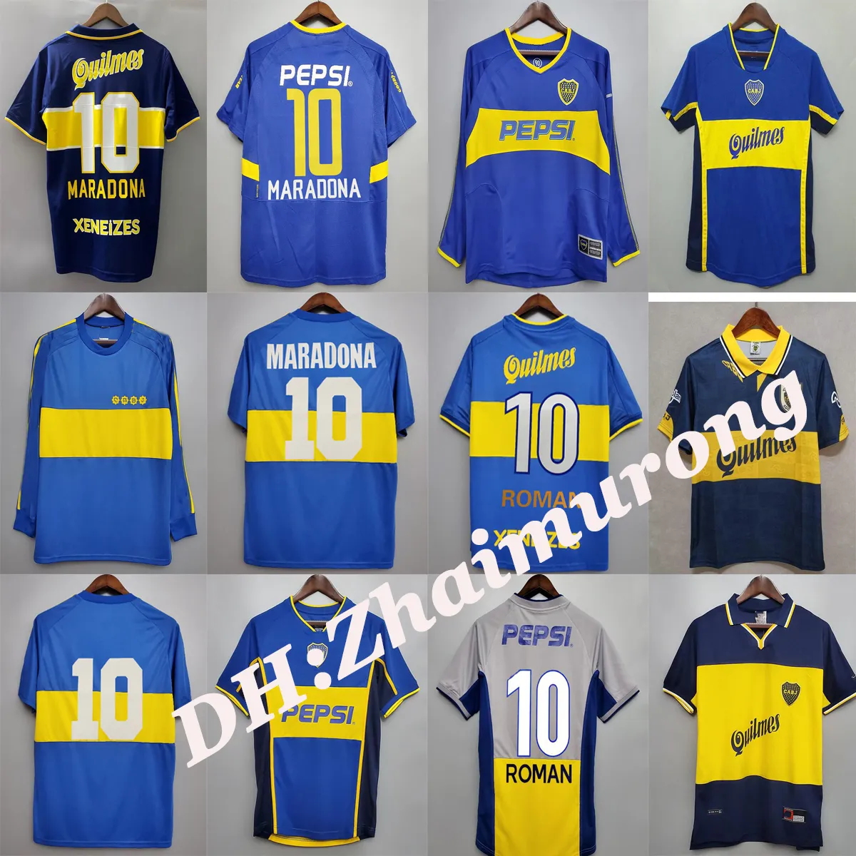 1981 BOCA JUNIORS Ретро Джерси классический Винтаж Марадона с длинными рукавами Maradona Funcer Jersey 1999/00 2003/04 Римская футболка с коротким рукавом Maillot