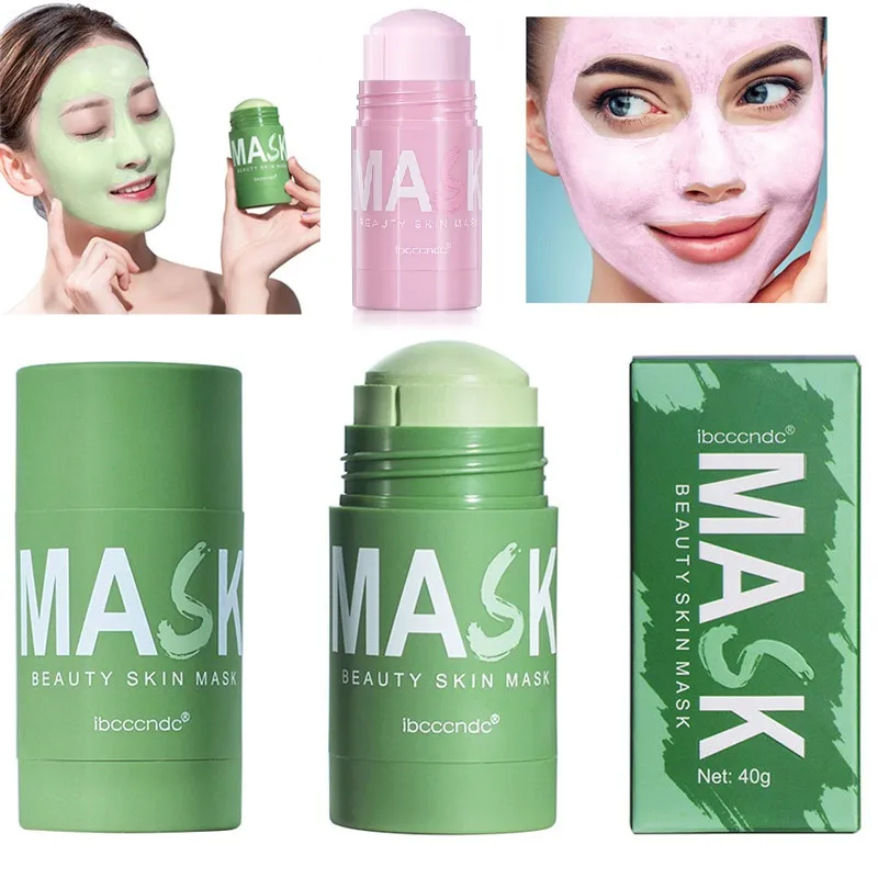 Thé Vert Rose Masque Solide Nettoyant Purifiant Argile Bâton Masques Contrôle De L'huile Anti-Acné Aubergine Visage Soins De La Peau