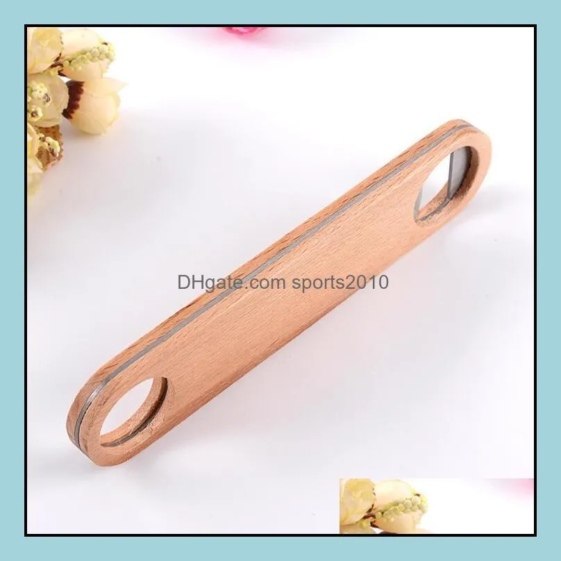 Wood Flat Beer Bottle Opener Vintage Wooden Handle Bar Kitchen Wine Beer Openers For Party Beer Opener bar supplies LX1908