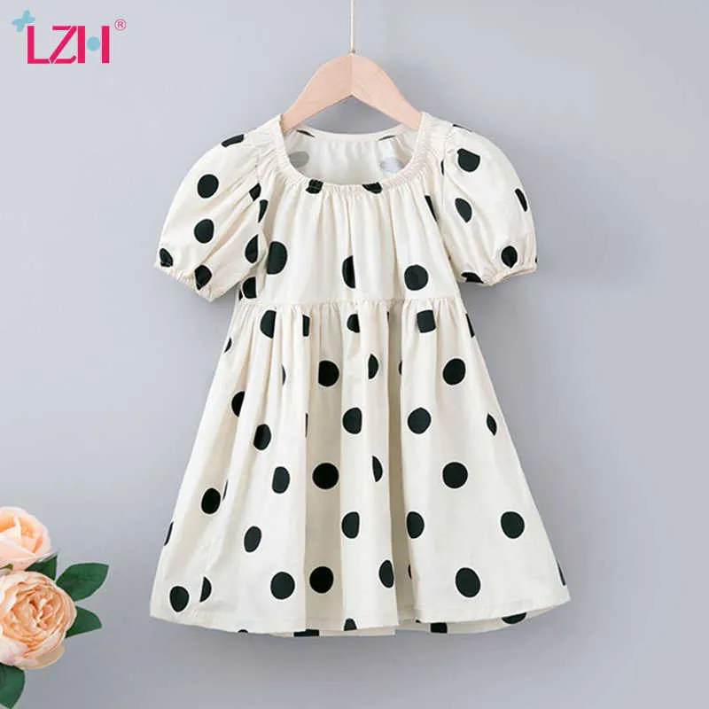 LZH 2021 mode kinderen jurken zomer korte mouw prinses jurk voor baby meisjes kleding dot patroon peuter kinderen jurken Q0716