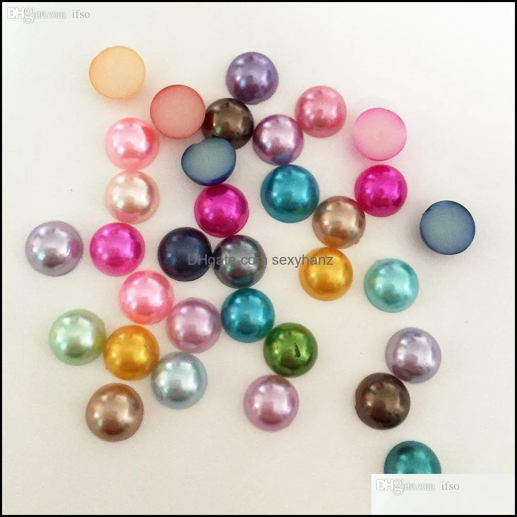 Half plastic Pearl Bead Flat Back Scrapbook /8mm Flatback Beads gifts mix color DIY wedding decoration -B02A