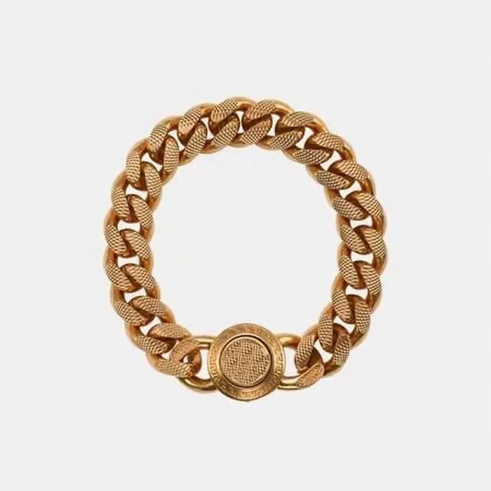 Medusa Big Golden Chain Bracelet 18K Gold Plated Brass Luxury