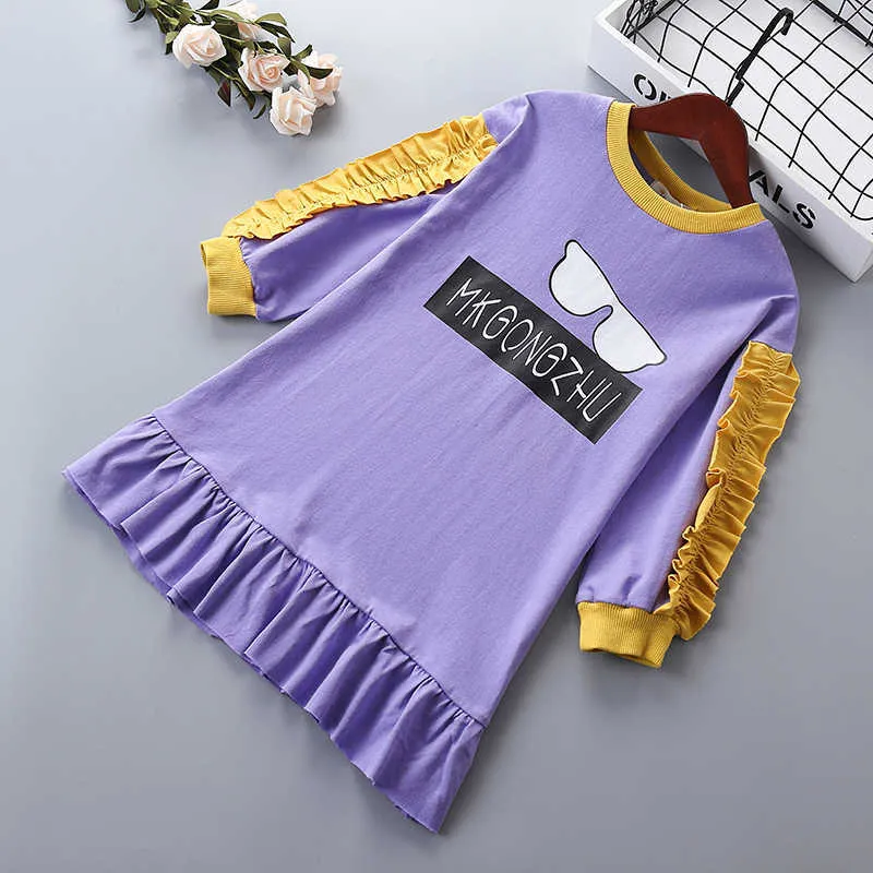 3-10 years High quality girl dress spring fashion casual active full sleeve kid children clothing princess 210615