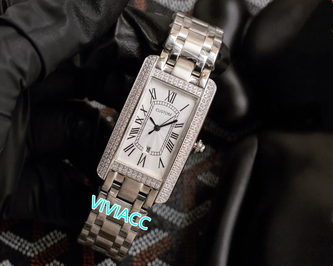 Ladies rectangular watch with roman numerals hotsell