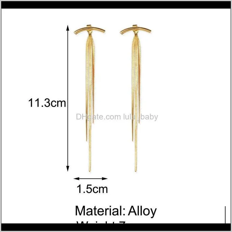 2020 New Arrival Long Tassel Stud Earrings for Women Girl Unique Design Creative Snake Bone Metal Gold Earrings female Jewelry