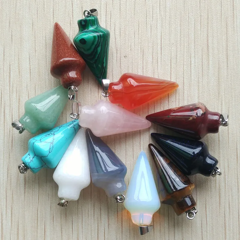 pendulum chakra cone circular pingente cura cristal reiki encantos para colar jóias fazendo ametista rosa de quartzo ponto ponto acc