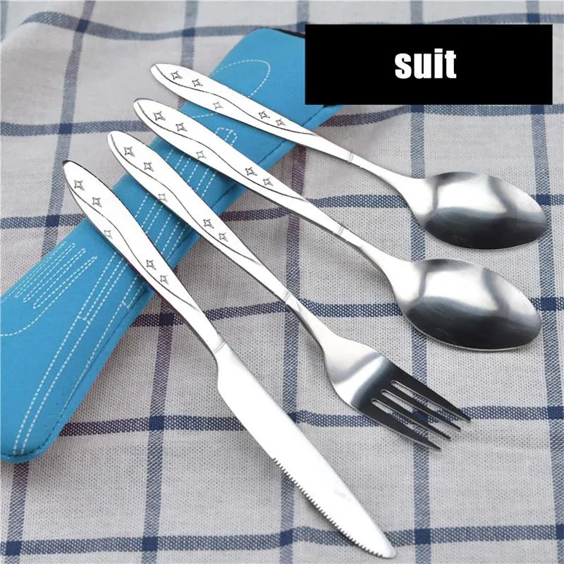 Servies sets 4 stks roestvrij staal knifes vork lepel familie reizen camping bestek eisvul voor outdoor picknick mini servies set sale