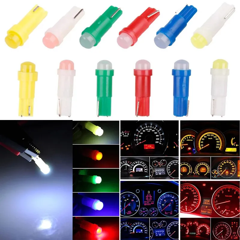 12V Mini 3D T5 73 74 2721 LED-lampen Super Bright COB-chips Lamp voor Auto Dashboard Instrument Lights