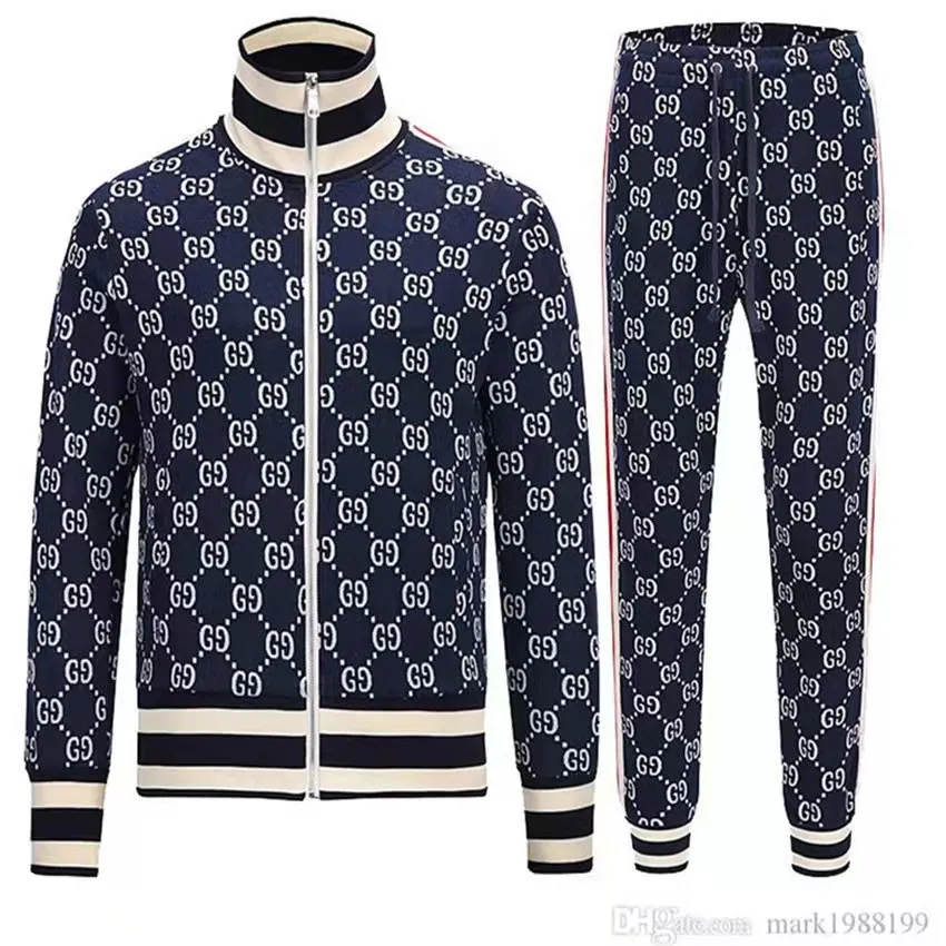 Vårens höst New Fashion Casual Mens Sportswear Zipper Jacket and Pants