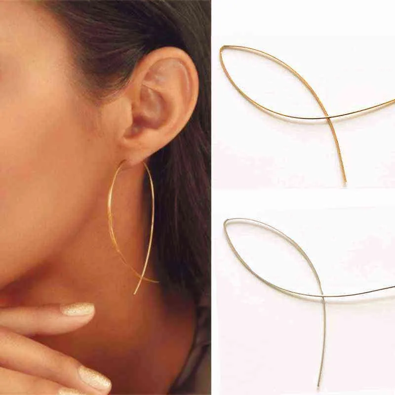 Boucles d'oreilles pendantes en forme de poisson Boucle d'oreille minimaliste en fil de cuivre fait à la main pour femmes pendientes de gota Largas Boucle d'oreille géométrique féminine G220312