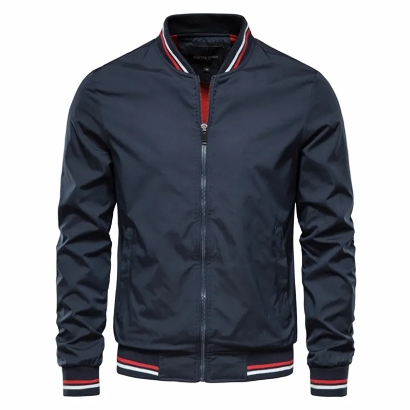 Aiopeson 솔리드 컬러 폭격 자켓 남성 캐주얼 슬림 피트 야구 망 재킷 가을 패션 고품질 남성 210811