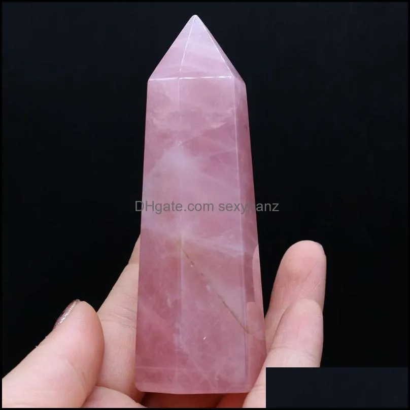 Charms Natural Semi-precious Stone Furnishing Articles Prismatic Shape Aventurine Rose Quartz For DIY Jewelry Making Home Decoration