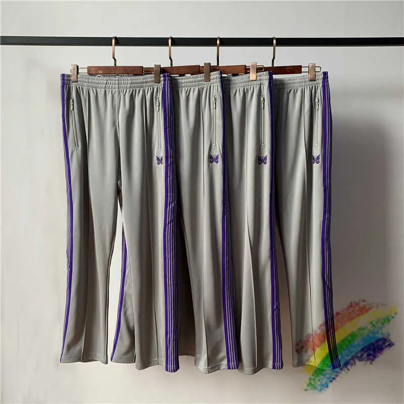 2020SS de agulhas de agulhas homens mulheres agulhas de veludo calças borboletas bordados sweatpants patchwork calças x0628