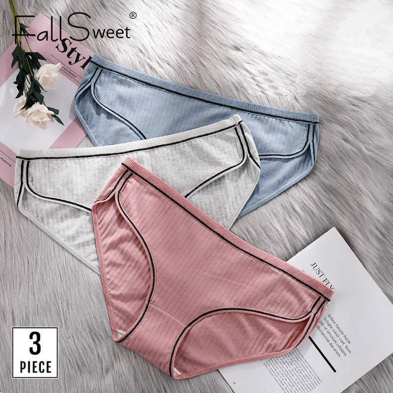 Fallsweet 3 stks / pak! Katoenen slipje voor vrouwen plus size soft slips sexy lingerie meisje ondergoed vrouwelijke y0823