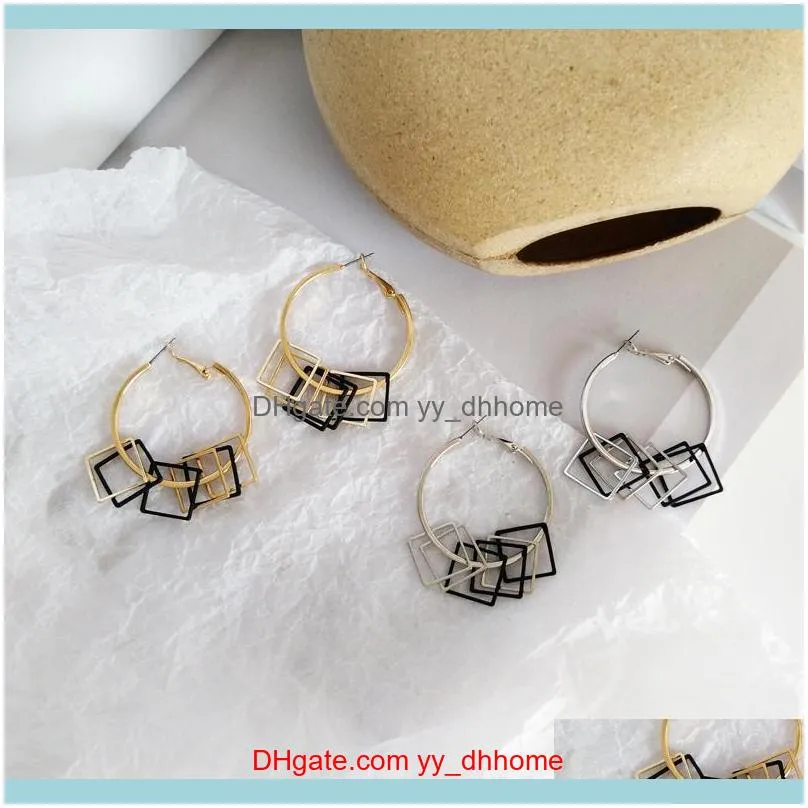 Unique Design Women Statement Jewelry Gold Silver Color Multi Layer Geometric Round Hoop Earrings For Girls Tassels Gift & Huggie