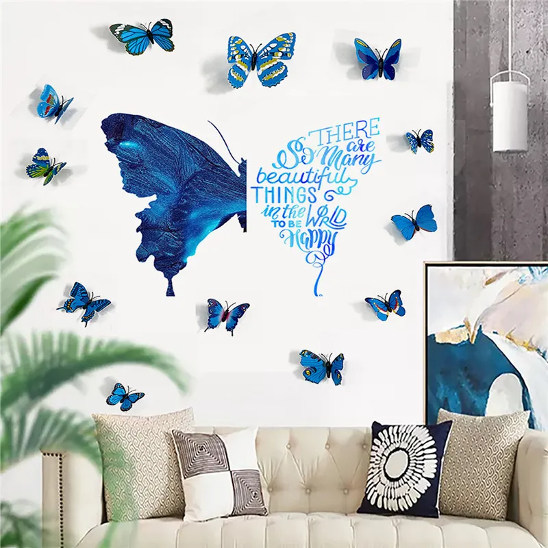 12 Pcs 3D Butterfly Wall Stickers Decor Art Decorations,Butterfly Wall Decals Removable DIY Home Decorations Art Decor Wall Stickers for Wall Decor