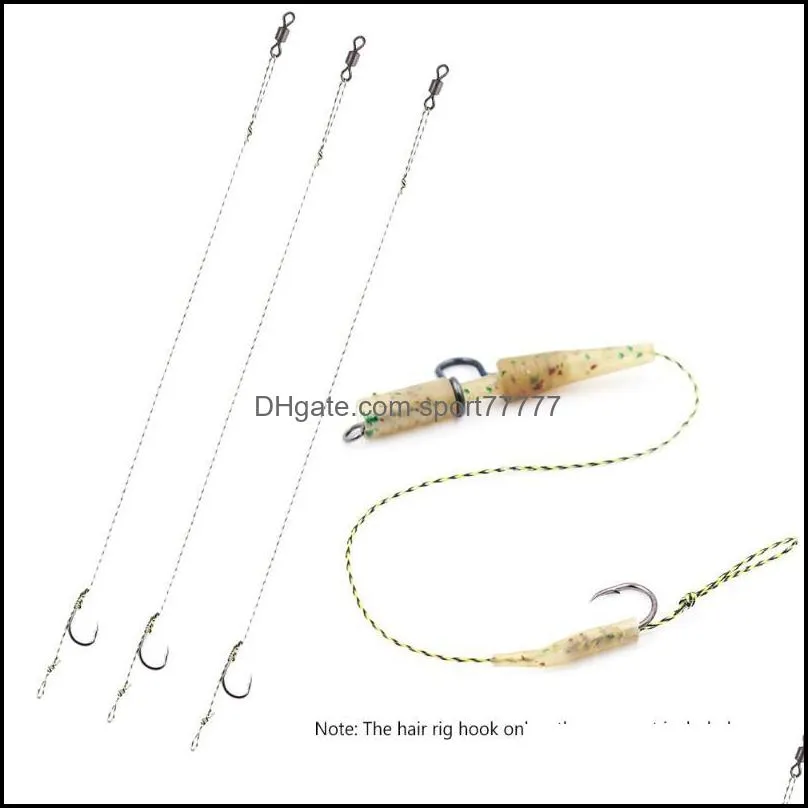 Fishing Hair Rig Set Braided Line Hook Needle Driller Boilies Bait Stops Swinger Hooks