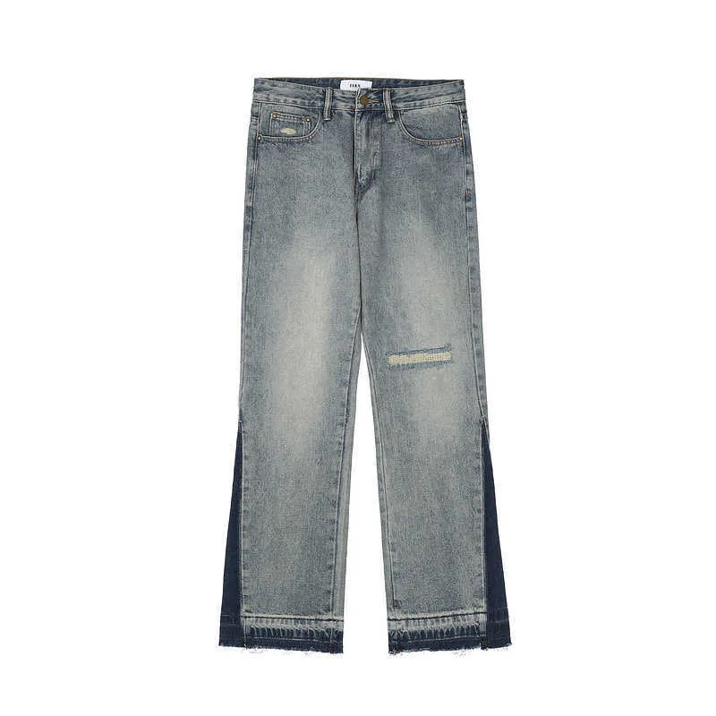 Jeans pour hommes High street ins même micro corne lâche décontracté cousu trou jeans