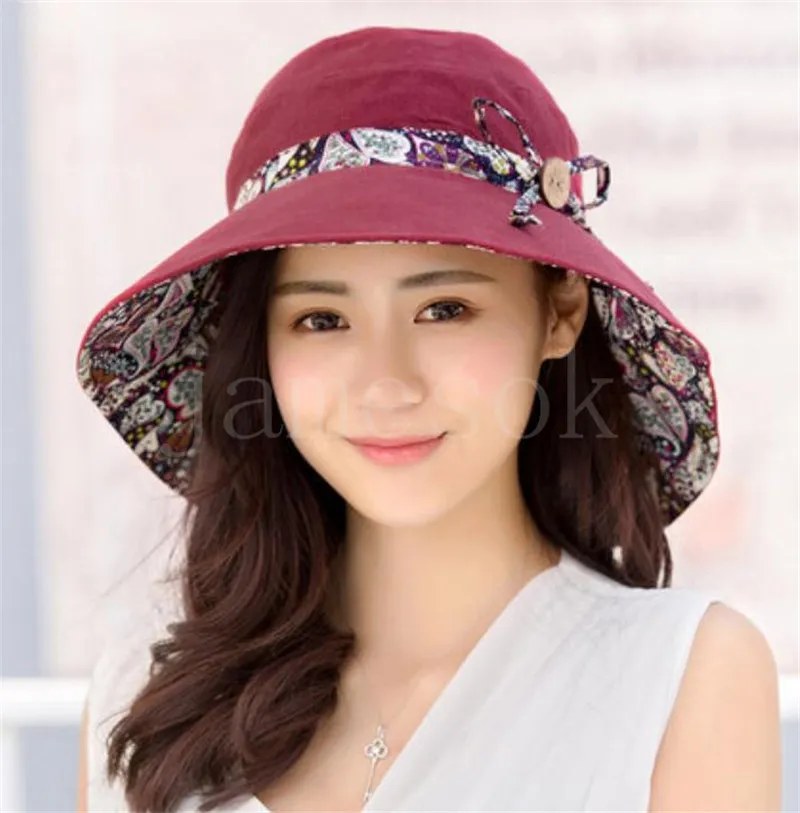 Kadın Güneş Şapka Summers Şapka Katlanır Güneş Kremi Anti-UV Büyük Yaz Bisiklet Plaj Şapkalar Moda De133