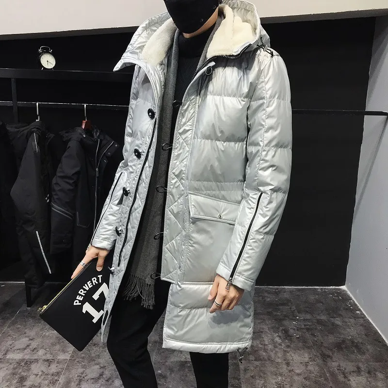 年最新版 ダウンジャケット冬ファッションブランド明るい顔スペースシアフード付きメンズミディアムと長い韓国カジュアルコート 数量限定即納可能 アパレル メンズ服 Pernudilaw Com