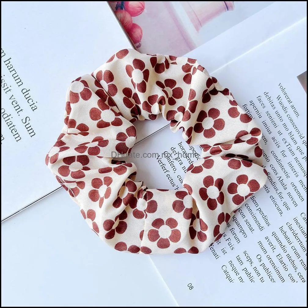 Hair Scrunchies Women girls plaid flowers Leopard print Hairbands Elastic Rope Ponytail Holder Korean version Headwear Hairs Accessories