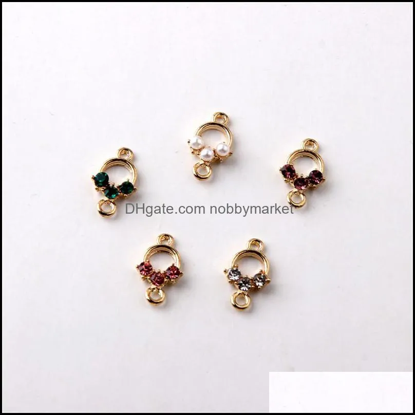 Zircon Pearl Pendant Double Hole Connector Pendants for Jewelry Making DIY Necklaces Earrings Bracelets Accessories Wish Gift