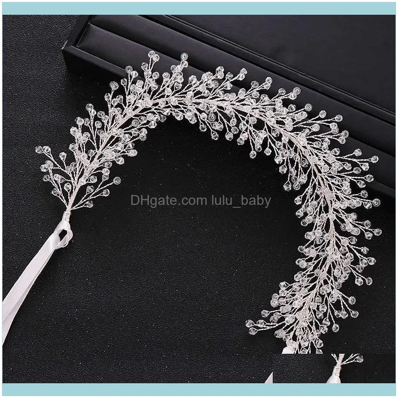 Trendy Handmade Wedding Accessories Silver color Baroque Rhinestone Crystal Headband Bridal Tiara Woman Hair Band Jewelry