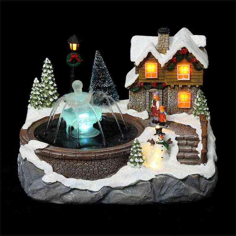 Ensemble de Village de no l d coration maison fontaine lumineuse vue sur la neige cadeau pour enfants bonne ann e 2022 nouvelle collection