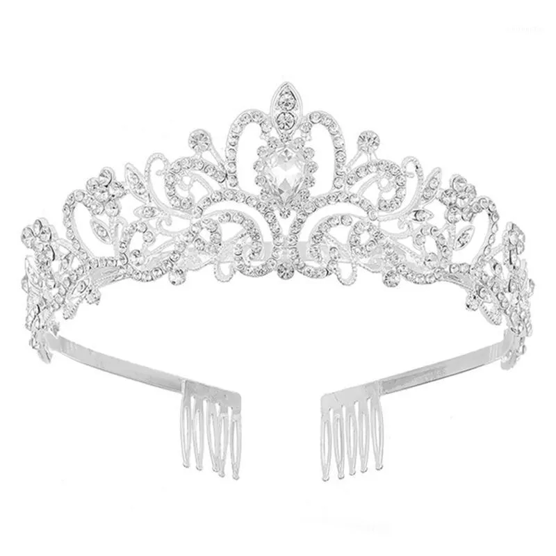 Pinces à cheveux Barrettes diadèmes couronne, cristal AB strass et couronnes pour femmes princesse diadème filles anniversaire C J60E