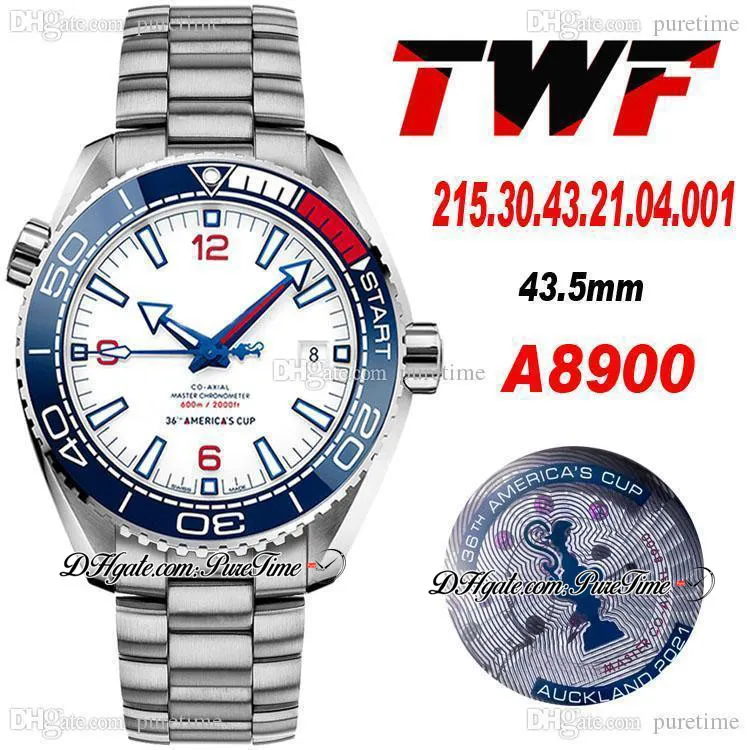 Twf 600m 43.5mm A8900 автоматические мужские часы Pepsi синяя красная керамика Белый белый циферблат 36th America's Cup Limited Edition 215.30.43.21.04.001 Стальной браслет PureTime Z04D4