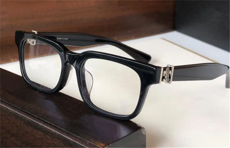 Moda hombre gafas ópticas 8054 marco de placa cuadrada clásica con caja de cuero diseño de estilo retro simple HD lente transparente de calidad superior