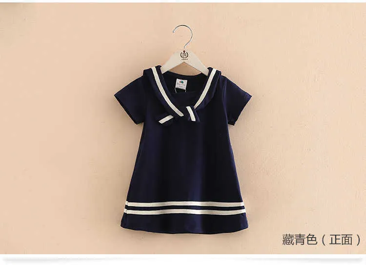  Summer 2 3 4 6 8 10 Years Children Pretty Cute Lovely Pincess Short Sleeve Collar Patchwork Little Kids Dresses For Girls (3)