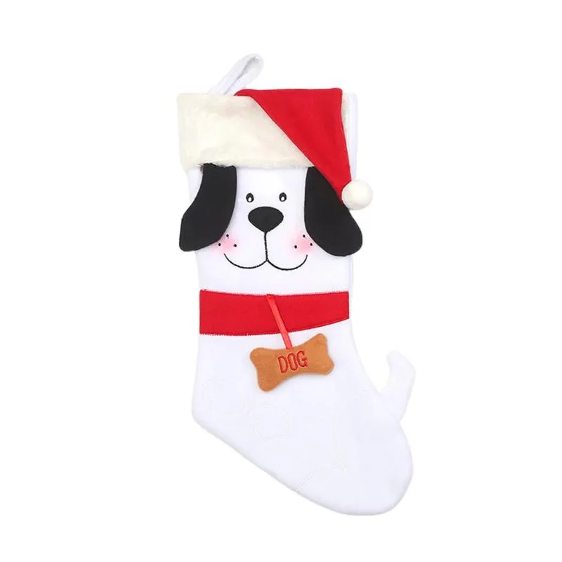 Weihnachtsdekorationen 1 stück Socke Stocking Hund Design Baum Anhänger Candy Geschenk Tasche Dekoration Zubehör